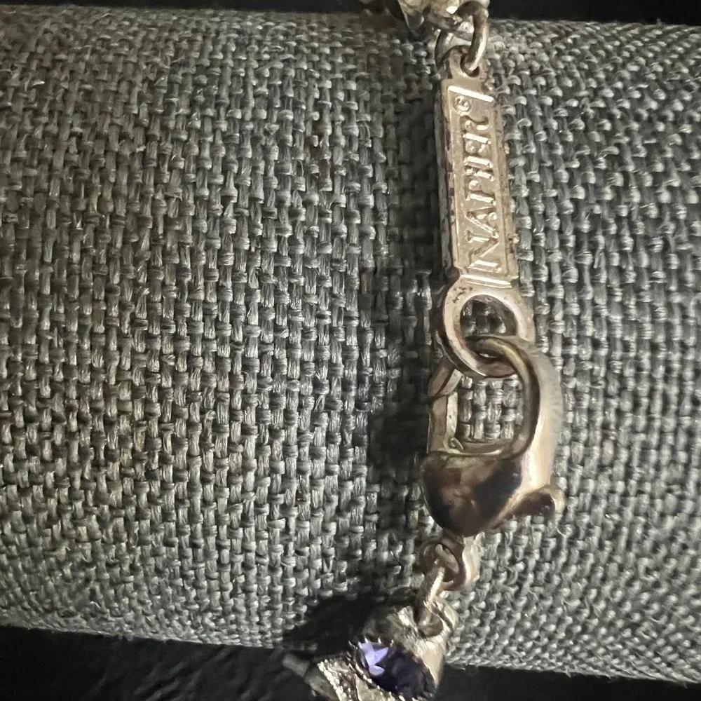 Vtg. Napier Silver Tone Purple Rhinestone Art Deco Style Bracelet 7.5
